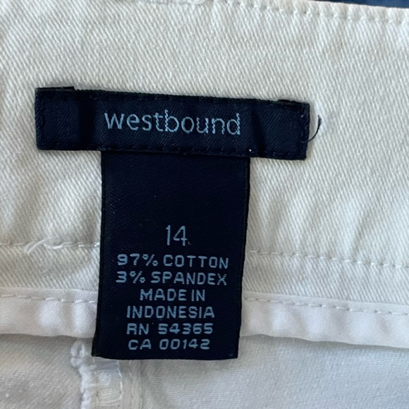 Westbound white Utility Cargo pants cropped size 14 cotton spandex five pocket - Picture 14 of 16